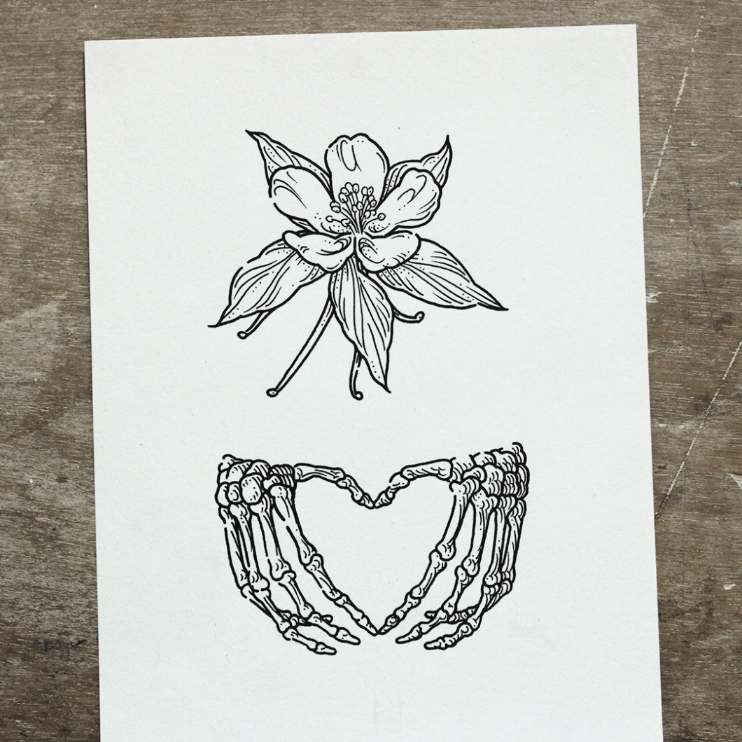 flash ancolie et coeur main os